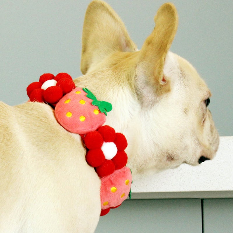Dog Collar with Flower Strawberry Dog Collar Adjustable Dog Collar for Puppy - Image 4