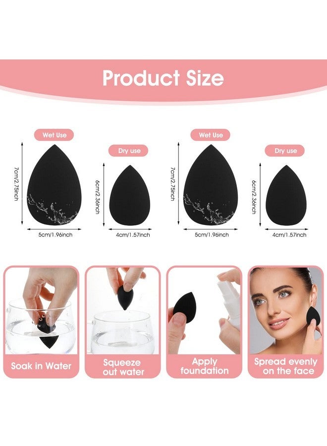 Sibba 6Pcs Makeup Sponge, Makeup Blending Beauty Sponge, Foundation Blending Sponge Blender For Foundation, Cream And Powder, Soft Makeup Sponges (Black) - Image 2