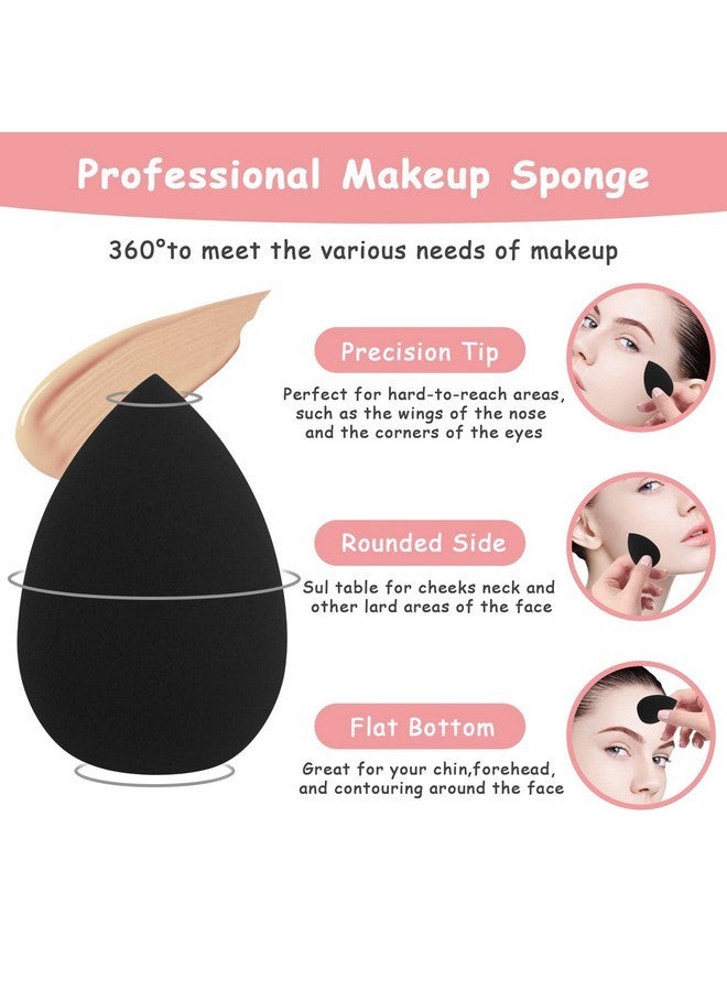 Sibba 6Pcs Makeup Sponge, Makeup Blending Beauty Sponge, Foundation Blending Sponge Blender For Foundation, Cream And Powder, Soft Makeup Sponges (Black) - Image 3
