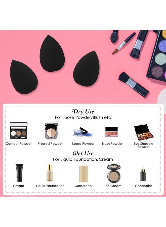 Sibba 6Pcs Makeup Sponge, Makeup Blending Beauty Sponge, Foundation Blending Sponge Blender For Foundation, Cream And Powder, Soft Makeup Sponges (Black) - Image 4