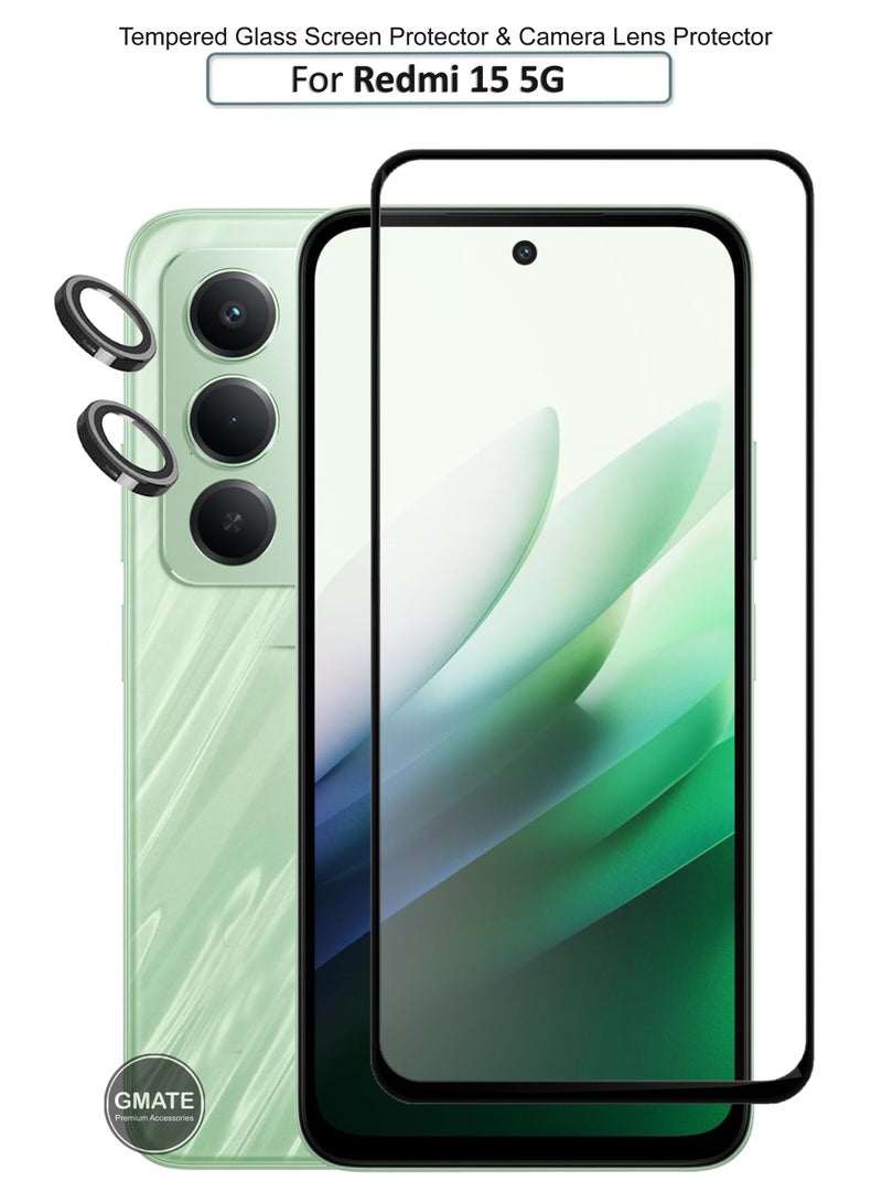 GMATE Redmi 15 5G - 2 in 1 Pack  Generic Glass Screen Protector  And Camera Lens Protector - Image 1