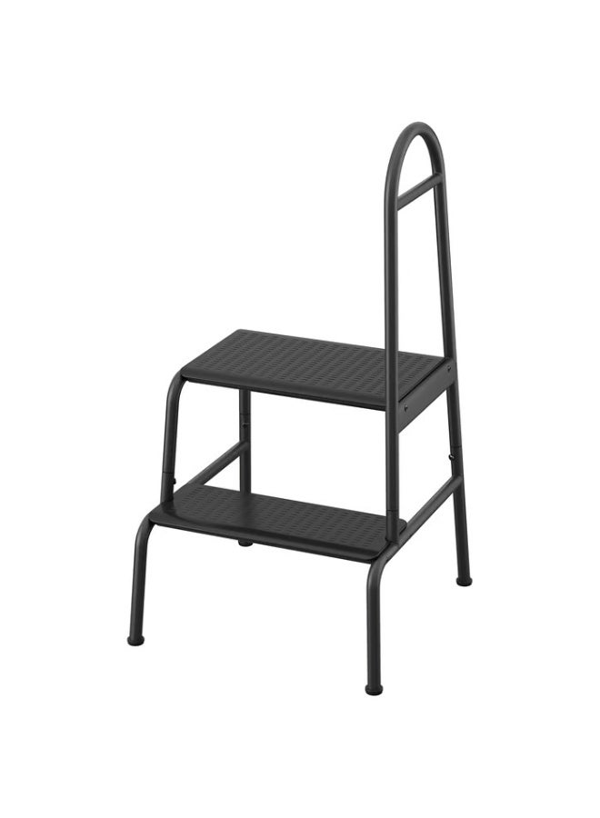 Step stool with handrail, 2-steps, anthracite - Image 1