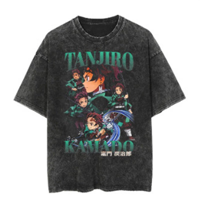 Old Retro Washed Animation Five Short Sleeve American Sleeve Tt Shirt - Image 1