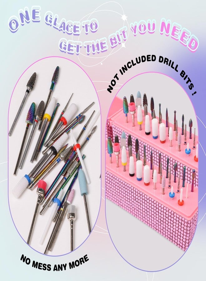 Depvko Nail Drill Bits Holder Box: 30 Holes Rhinestone Drill bit Holder Nail tech for Nail Drill bits Storage Dustproof Stand Displayer Organizer Case for Manicure Tools(Note: Drill bits not Included) Pink - Image 2