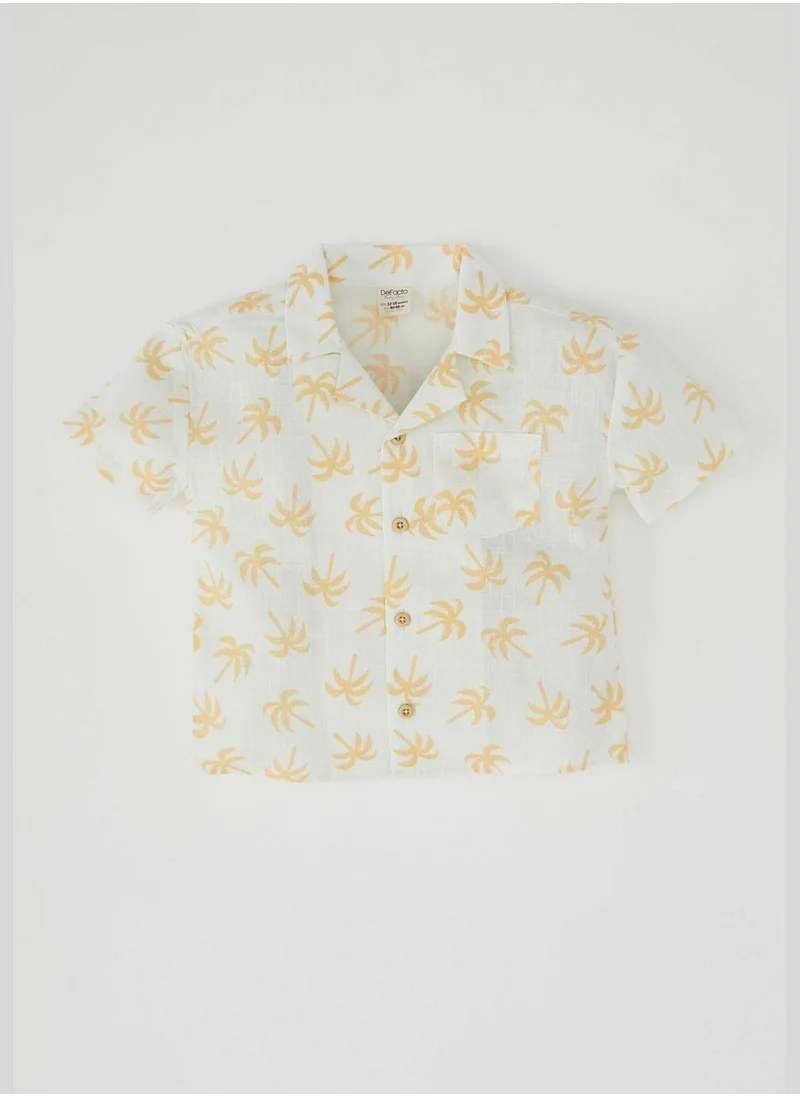 DeFacto Regular Fit Short Sleeve Palm Print Shirt