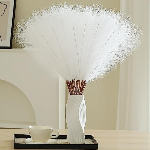 Wertuirk 30pcs White Pampas Grass - 24 Inch Faux Pampas Grass Decor, Artificial Tall Pompas Grass for Wedding Flower Arrangement, Party Decorations, Christmas and Home Decor (White) - Image 1