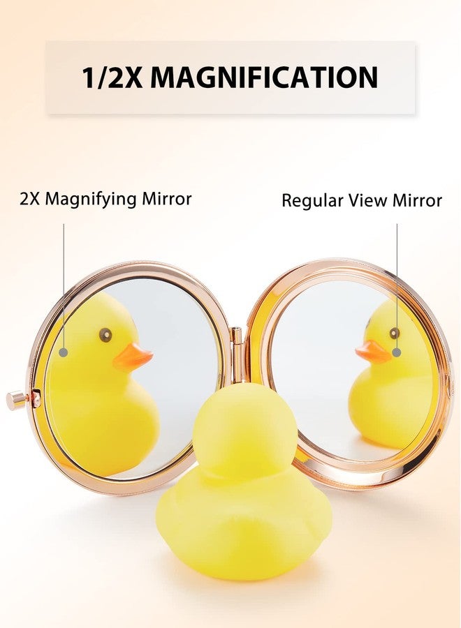 Getinbulk Compact Mirror for Purse, Double-Sided 1X/2X Magnifying Metal Pocket Makeup Mirrors(Round, Rose Gold) - Image 3