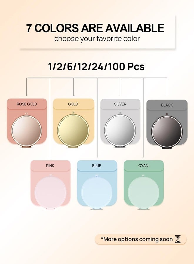 Getinbulk Compact Mirror for Purse, Double-Sided 1X/2X Magnifying Metal Pocket Makeup Mirrors(Round, Rose Gold) - Image 4