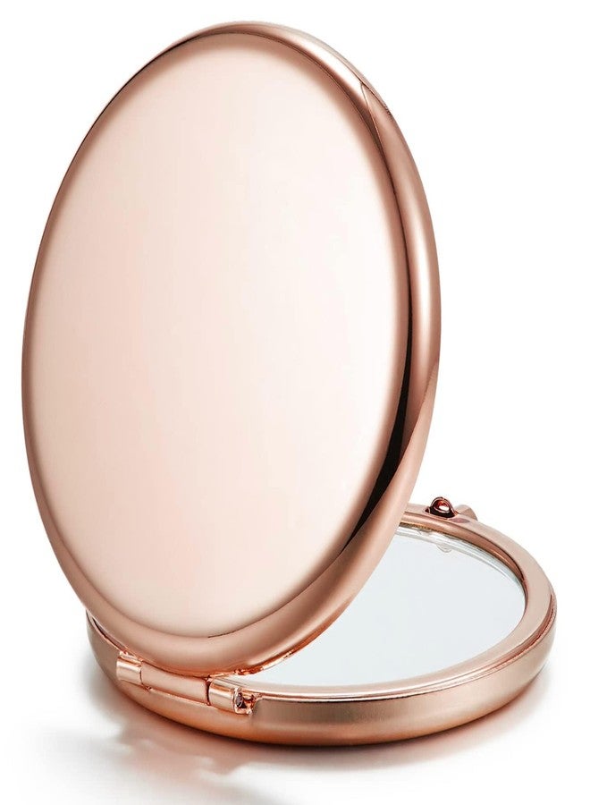 Getinbulk Compact Mirror for Purse, Double-Sided 1X/2X Magnifying Metal Pocket Makeup Mirrors(Round, Rose Gold) - Image 1