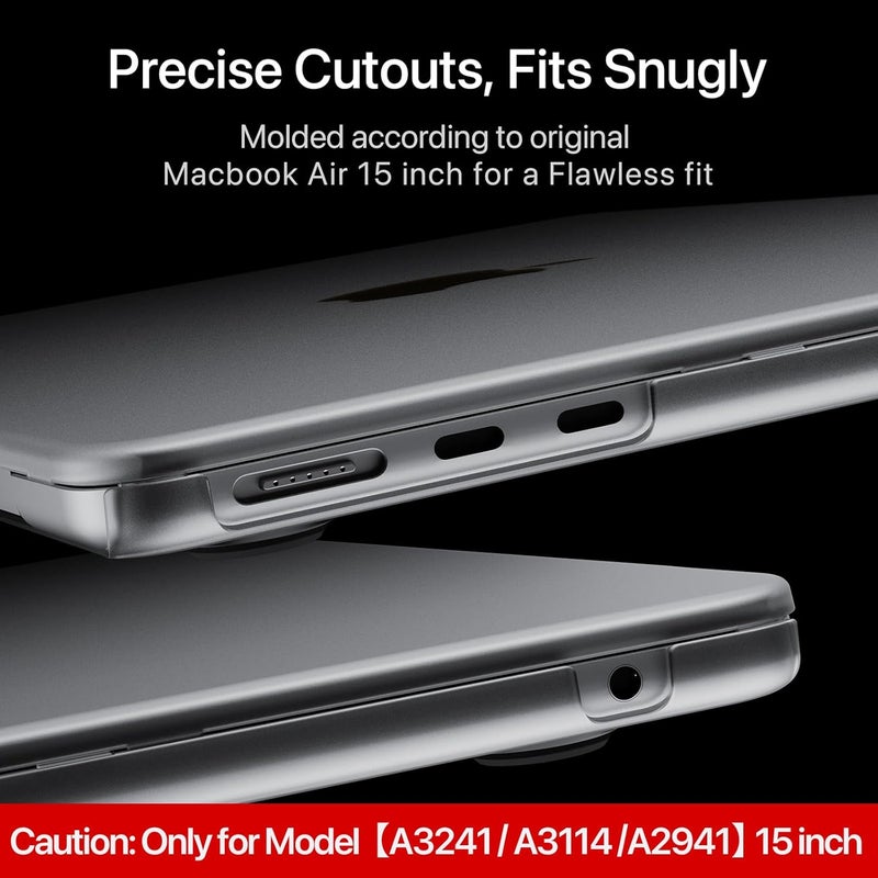 soonjet Invisible Armor for MacBook Air 15 inch Case M4 M3 M2 2025 2024 2023 [Same as Bare Device] [Scientific Slim] Hard Shell Laptop Cover A3241 A3114 A2941 - Clear - Image 4