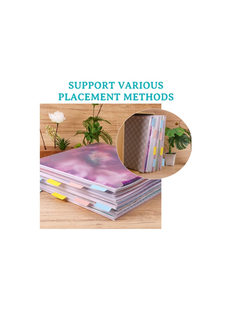 Scrapbook Paper Storage Organizer with 30 Large Sticky Index Tabs, Horizontal Transparent File Bag for 12x12 Inch Scrapbook Paper, Vinyl, Cardstock, and 8 Photos. - Image 3