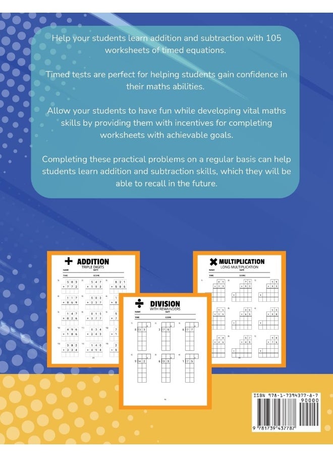 Maths Grade 2 | Addition, Subtraction, Multiplication and Division | Over 100 Timed Math Test Drills | 2nd Grade Maths Activity Book | Daily Practice | Large Print | Solutions Included  - Image 2