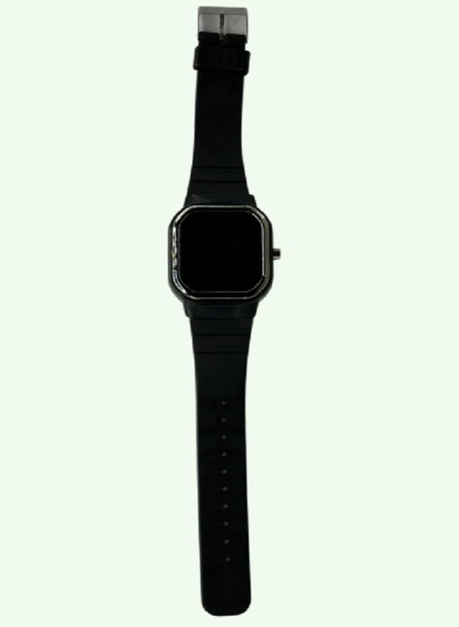 Undefined A modern Elegant Black Watch With A Silver Frame And A Black Bracelet - Image 1