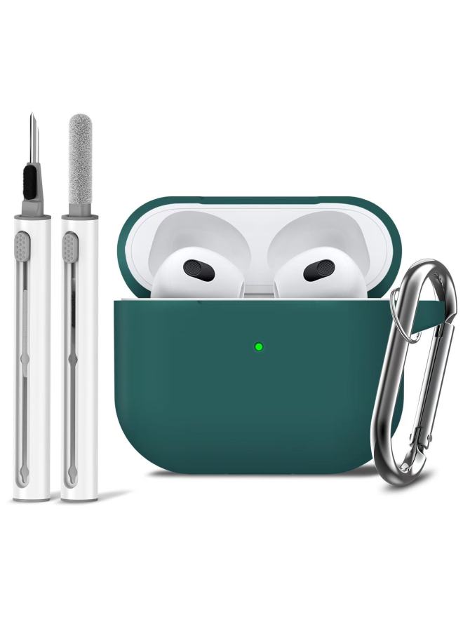 Suitable For Airpods Protective Cover Apple Bluetooth Earphone Shell Plus Cleaning Pen Suit-Color:Dark Green-Model:airpods Pro - Image 1