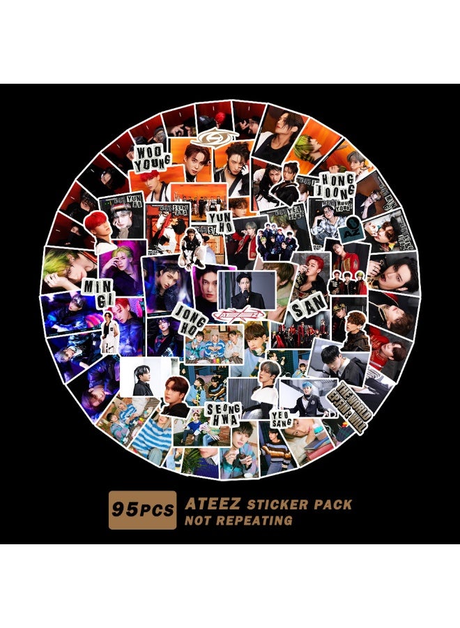 NIBEMINENT 95 Pcs Kpop ATEEZ THE WORLD EP.FIN WILL Deco Kit Waterproof Stickers, High Definition Printing Bright Colors, Suitable for Laptop Skateboard Luggage Water Bottle Guitar DIY - Image 1
