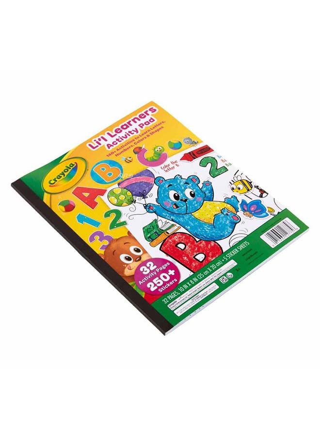 Crayola Lil' Learners Activity Pad, 32 Pages + COLORING & STICKER BOOK – Multicolour | includes 32 coloring and activity pages with 250+ stickers | perfect for on-the-go coloring | Recommended for ages 3 years and up - Image 1