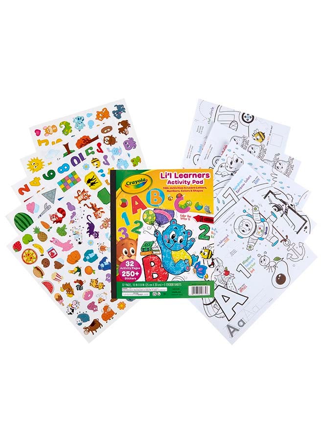 Crayola Lil' Learners Activity Pad, 32 Pages + COLORING & STICKER BOOK – Multicolour | includes 32 coloring and activity pages with 250+ stickers | perfect for on-the-go coloring | Recommended for ages 3 years and up - Image 2