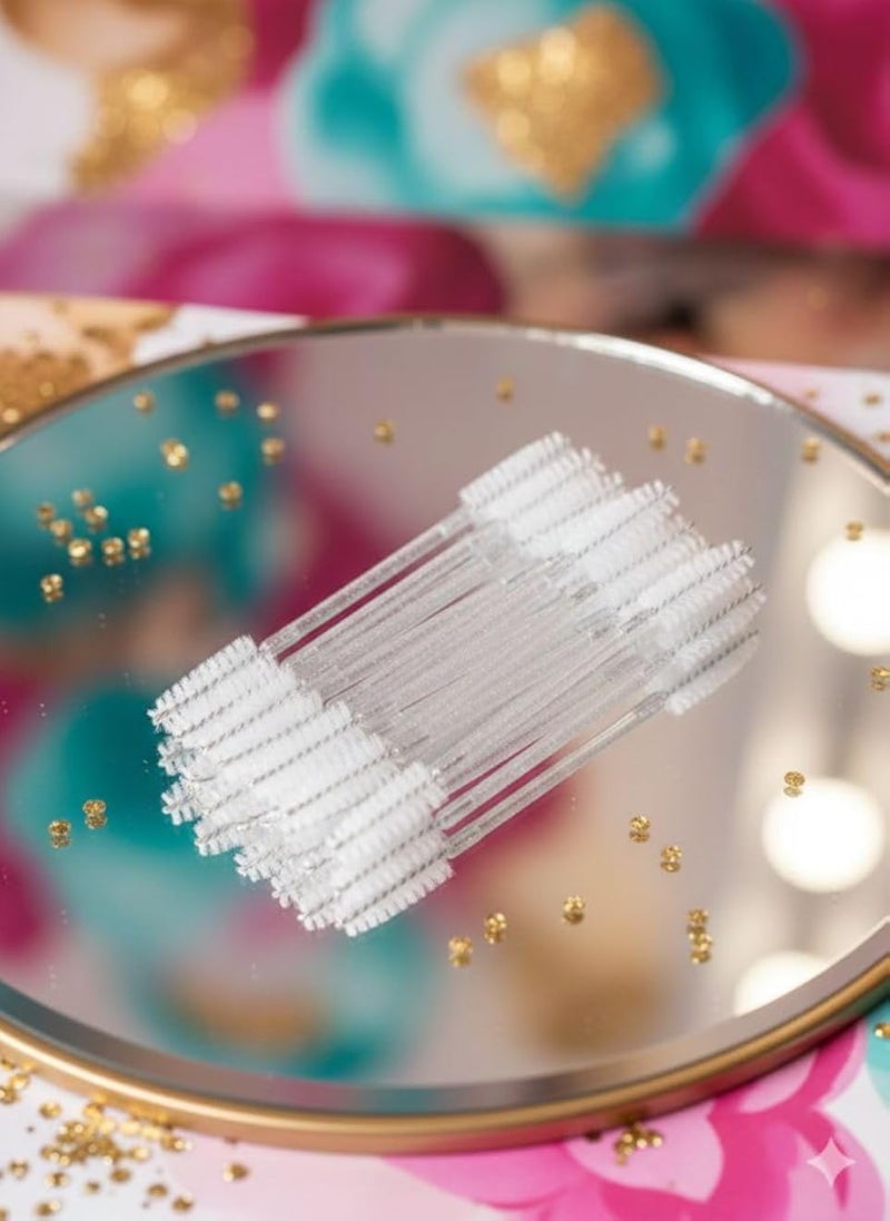 فرش رموش للاستخدام مرة واحدة، فرش ماسكارا، فرشاة حواجب، فرشاة رموش، 50 قطعة (شفافة تمامًا)