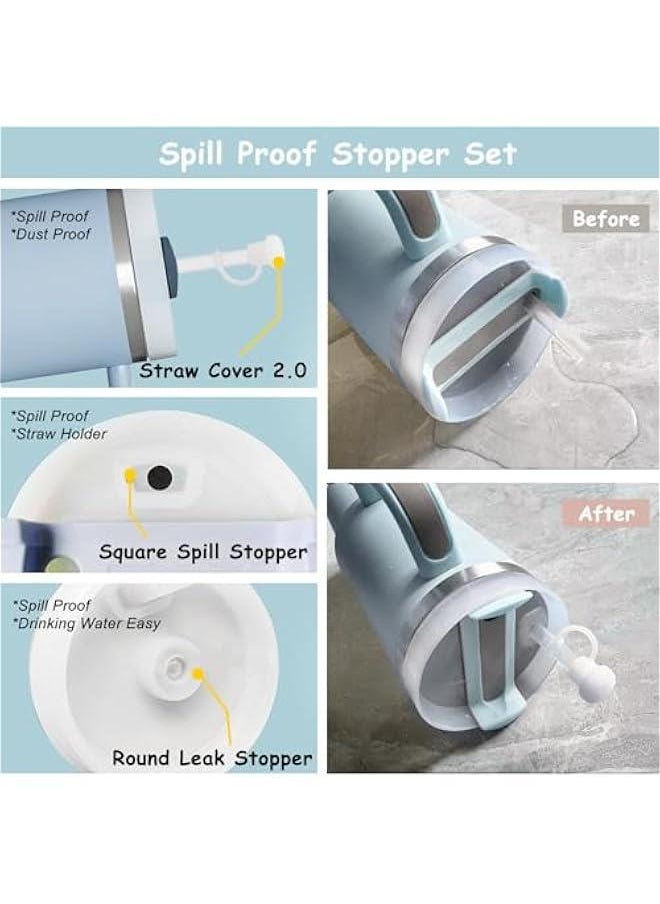 RTYY Stanley Cup Accessories Set,Including 2 Pcs 0.4in Straw Cover, 1 Silicone Spill-Proof Stopper Set of 3, 1 Cute Flower Handle Charm, 1 Silicone Boot Fits Stanley 40&30 Oz Tumbler (Blue)  - Image 5