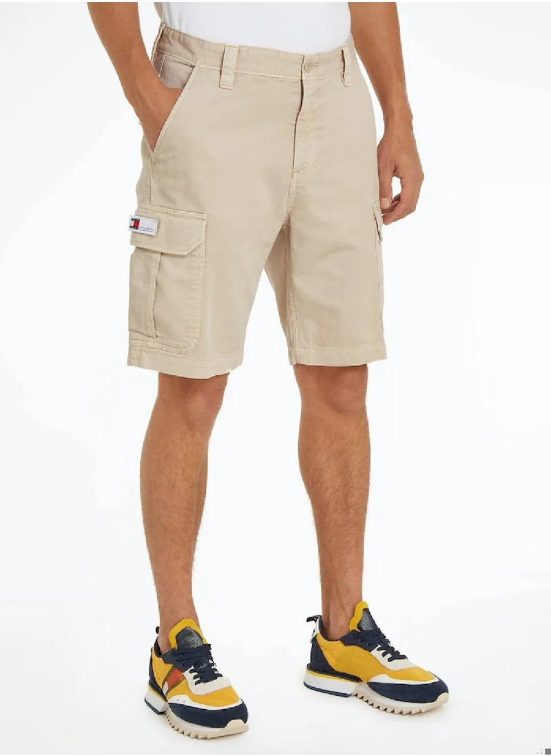 TOMMY JEANS Men's Ethan Cargo Shorts - Cotton, Beige