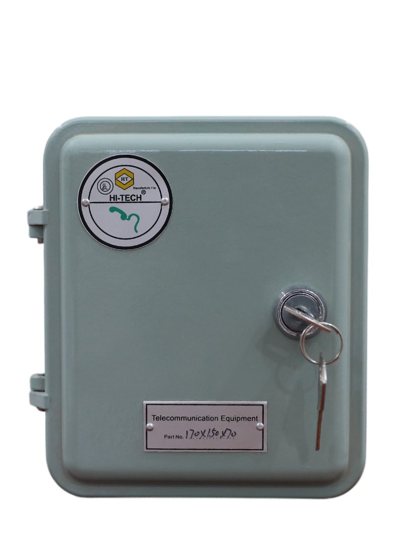 Hi-Tech Wall-Mounted Telephone Distribution Box, Metal, Key Lock, Waterproof IP55, 10/20/30 Pairs, Outdoor-Compatible.  - Image 1