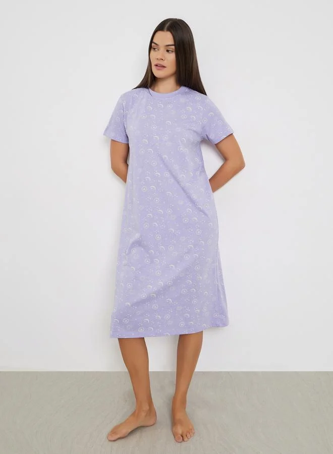 ستايلي مجموعة من 2 قميص نوم بطبعات جرافيك