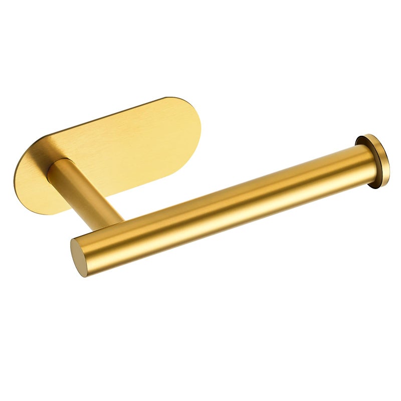 JOY DECOR 1 Pack Adhesive Toilet Roll Holder Stand - Gold SUS304 Stainless Steel  Rustproof Toilet Paper Holder No Drilling Tissue Holder for Kitchen Bathroom Wall Mount Bathroom Tissue Holder - Image 1
