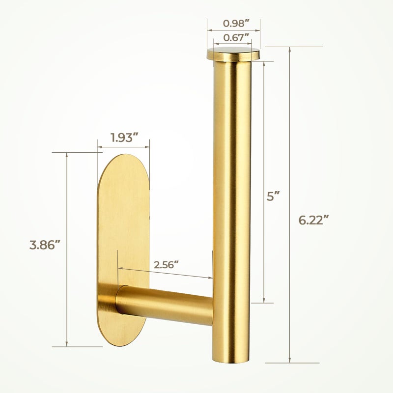 JOY DECOR 1 Pack Adhesive Toilet Roll Holder Stand - Gold SUS304 Stainless Steel  Rustproof Toilet Paper Holder No Drilling Tissue Holder for Kitchen Bathroom Wall Mount Bathroom Tissue Holder - Image 3