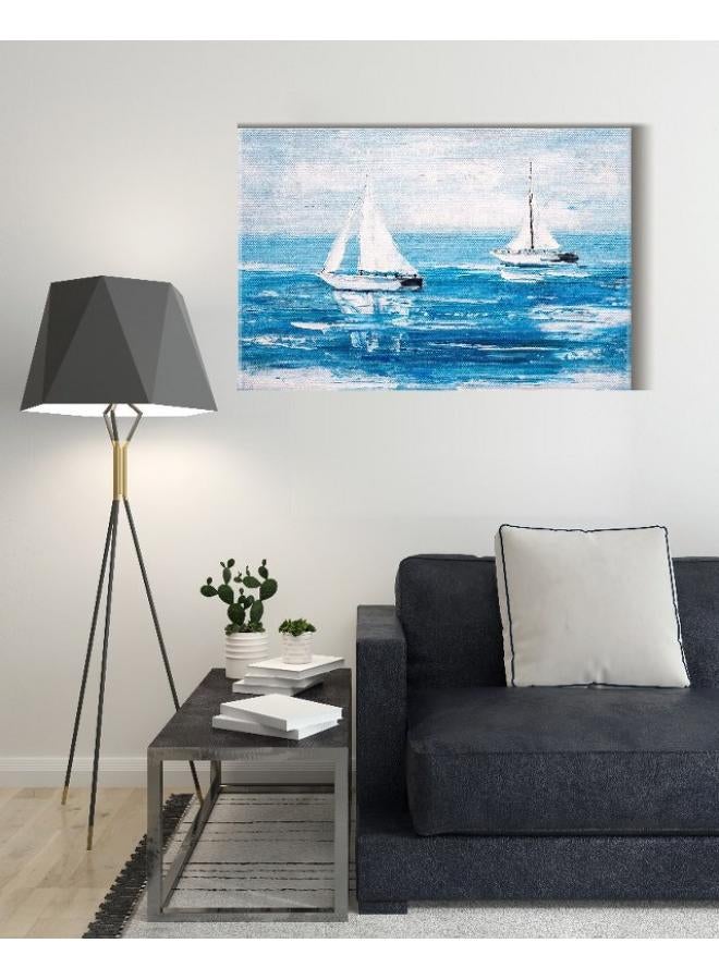 هوم جاليري لوحة جدارية من القماش ، صورة مجردة مؤطرة للقوارب الشراعية - Image 2