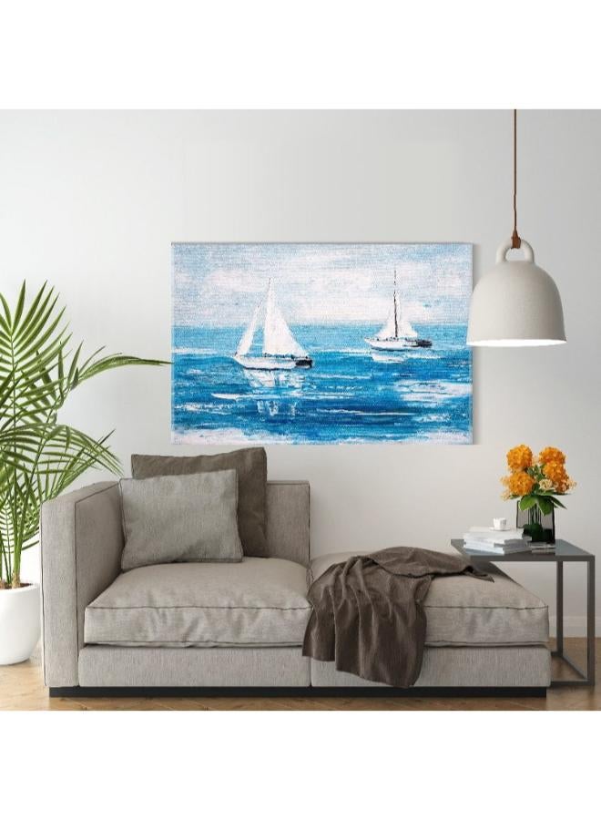 هوم جاليري لوحة جدارية من القماش ، صورة مجردة مؤطرة للقوارب الشراعية - Image 3