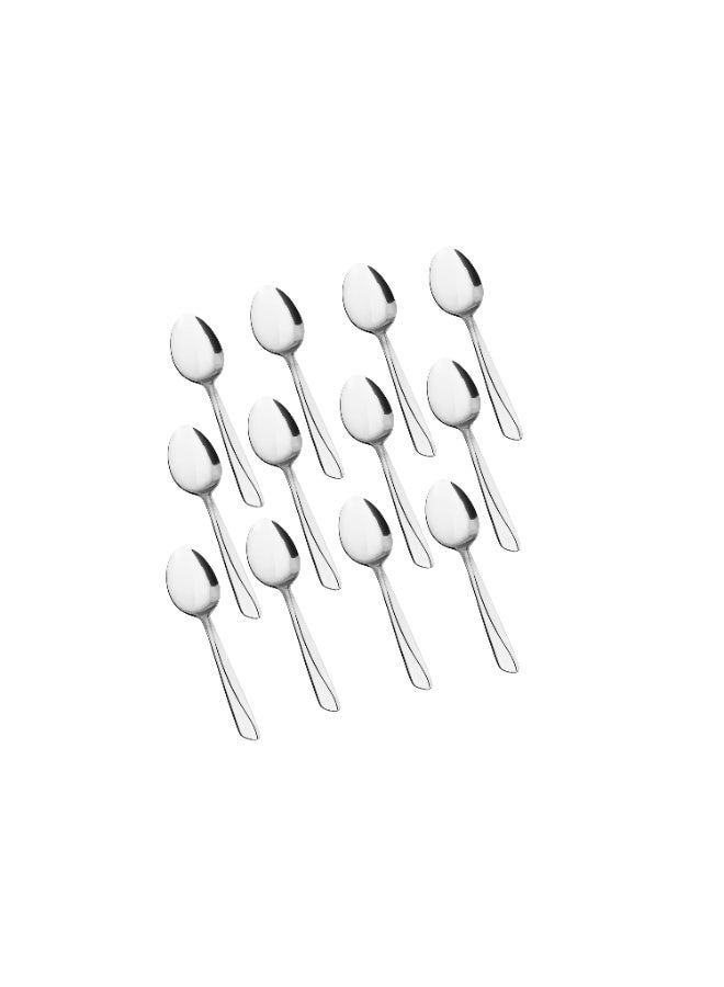 هيك طقم ملاعق شاي من الستانلس ستيل المقاوم للصدأ مكون من 12 قطعة فضي