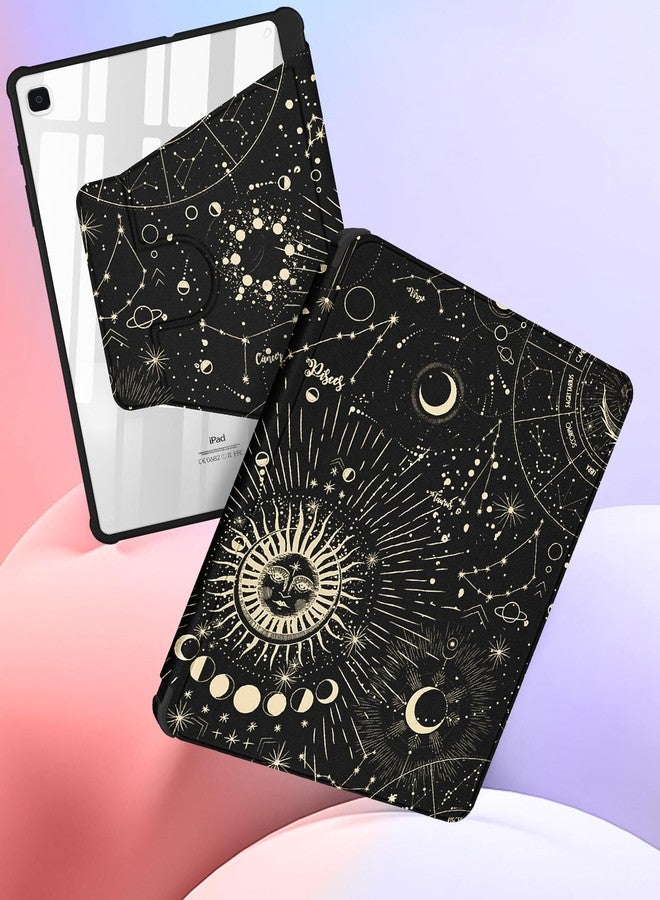 Kidcube for Samsung Galaxy Tab S6 Lite Case 10.4 Inch 2022/2020 for Women Girls Cute Folio Cover with Pencil Holder Sun Moon Star Design Fashion Rotating Stand Teen Tablet Cases SM-P610/P613/P615/P619 - Image 4