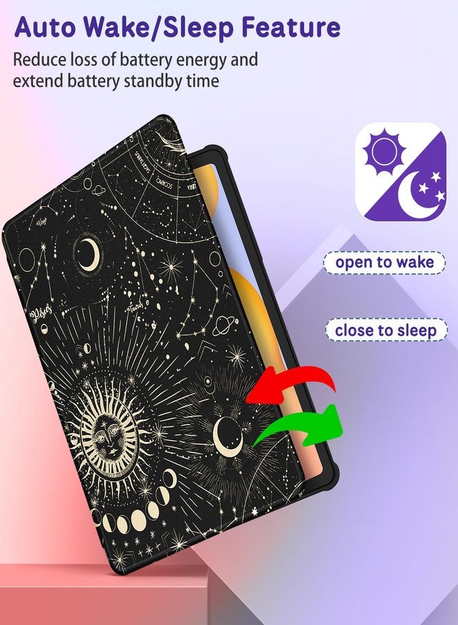Kidcube for Samsung Galaxy Tab S6 Lite Case 10.4 Inch 2022/2020 for Women Girls Cute Folio Cover with Pencil Holder Sun Moon Star Design Fashion Rotating Stand Teen Tablet Cases SM-P610/P613/P615/P619 - Image 5