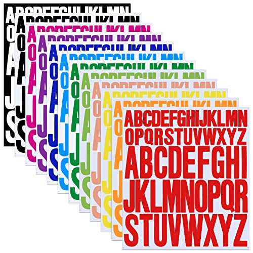 ishua 12 Sheets Alphabet Stickers, 12 Colors Self Adhesive Vinyl Letter Stickers Aesthetic, Waterproof Letter Sticker for Water Bottles, Door, Car, Scrapbooking, Poster, Cup - Image 1
