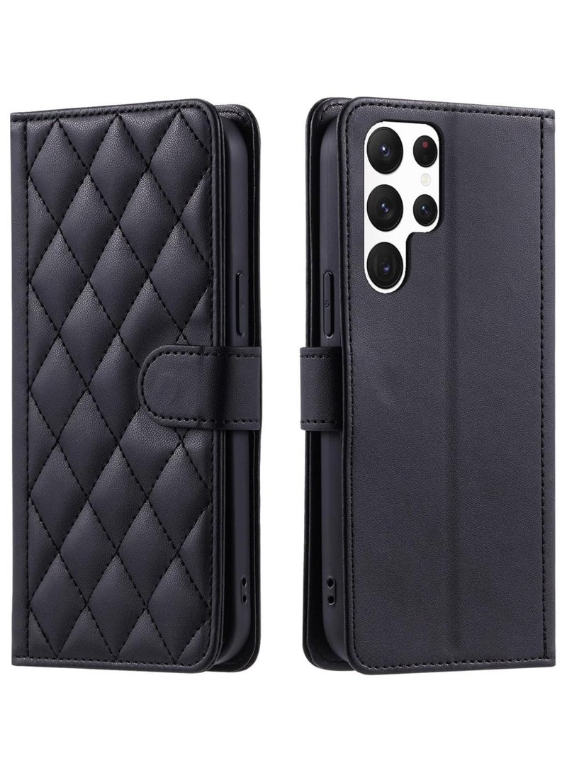 General Case for Samsung Galaxy S24 Ultra Wallet Case with Credit Card Holder, Soft PU Leather Magnetic Wrist Shoulder Strap, PU Leather Phone Case Shockproof Cover Women  - Image 2