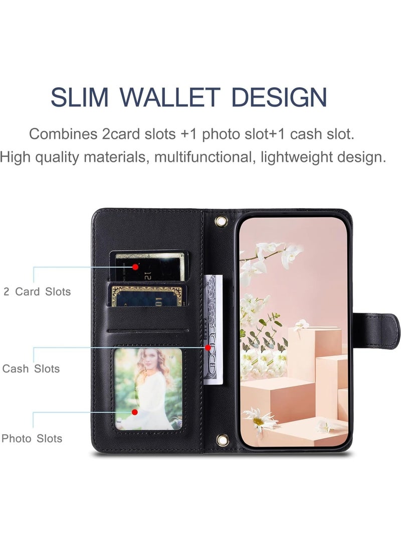 General Case for Samsung Galaxy S24 Ultra Wallet Case with Credit Card Holder, Soft PU Leather Magnetic Wrist Shoulder Strap, PU Leather Phone Case Shockproof Cover Women  - Image 3