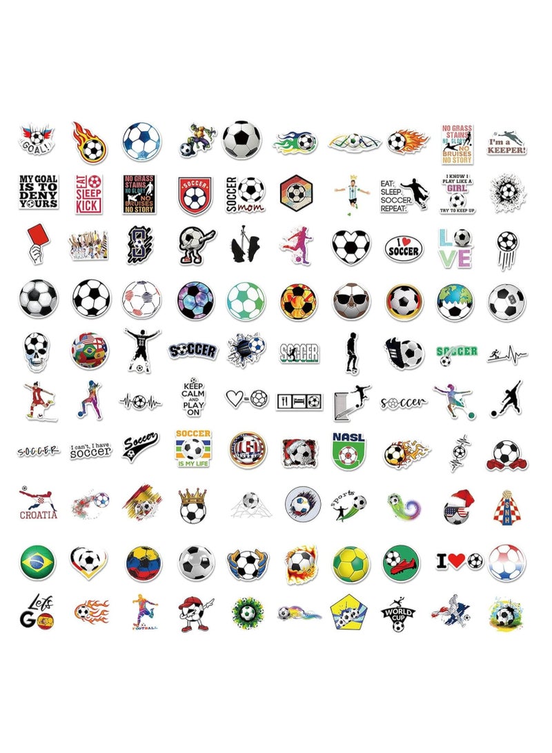 SOLARAE 100PCS Soccer Stickers - Motivational Vinyl Waterproof Stickers for Scrapbooking, Water Bottles, Luggage, Teaching Incentives, and Soccer Team Gifts for Kids, Teens, and Adults - Image 2