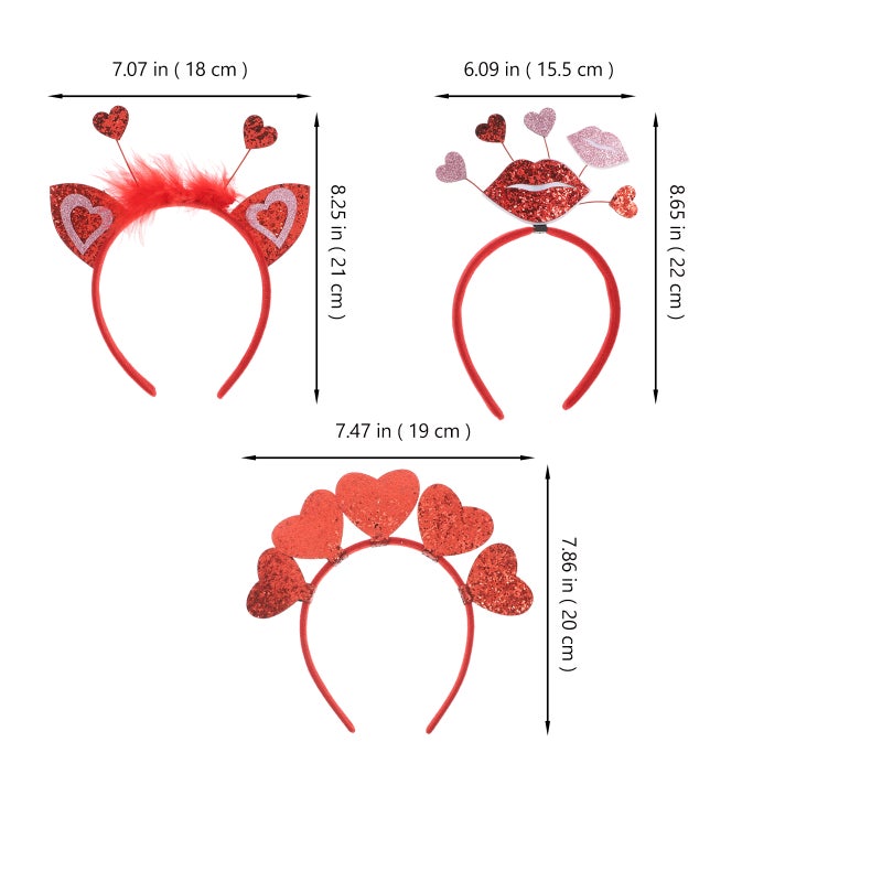 3pcs Valentine's Day Headbands Sequins Heart Headbands for Women Romantic Party Decorations Women Party Hair Accessories - Image 4
