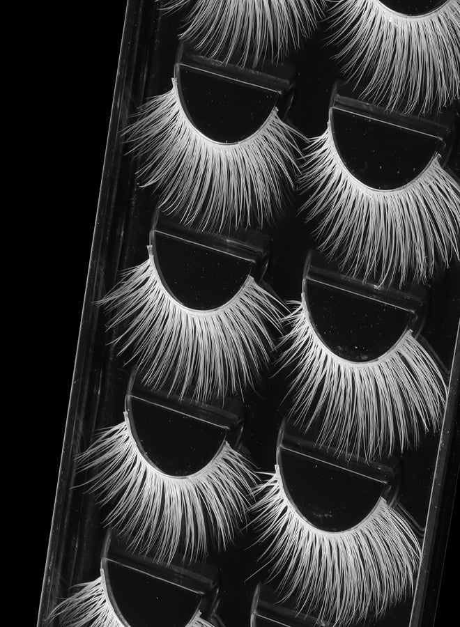 DSLONG 5 Pairs White Lashes Cosplay Lashes 3D Multi-Layered Anime Manga Lashes Effect Fluffy Wispy Cat Eye White False Eyelashes For Halloween Masquerade Eyelash Tools (W02) - Image 3
