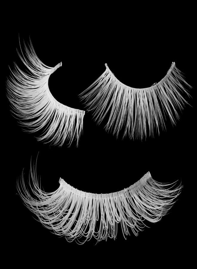 DSLONG 5 Pairs White Lashes Cosplay Lashes 3D Multi-Layered Anime Manga Lashes Effect Fluffy Wispy Cat Eye White False Eyelashes For Halloween Masquerade Eyelash Tools (W02) - Image 2