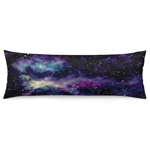 AELMARNEE Galaxy Body Pillow Cover Outer Space Nebula Universe Star Night Starry Sky Long Pillow Case with Zipper Decorative Soft Bedding Pillowcase Purple Cushion Pillow Case for BedroomCouch20x54 - Image 1