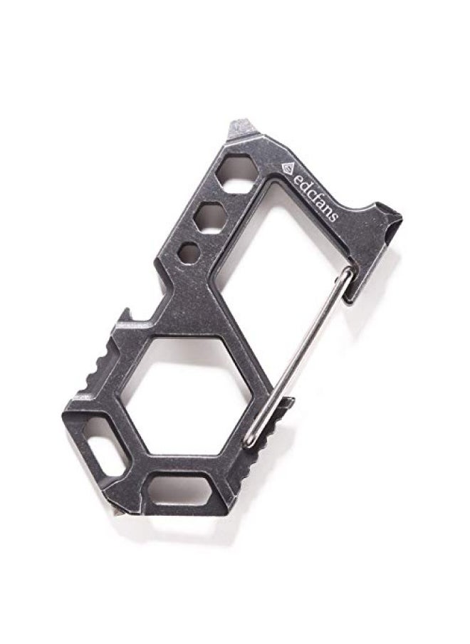 Generic Edcfans Carabiner Keychain Stainless Steel Multitool - 12 In 1 Tactical Keychain - Glass Breaker Bottle Opener Wrench Screw Drivers Key Clip Edc Keychain For Men  - Image 1