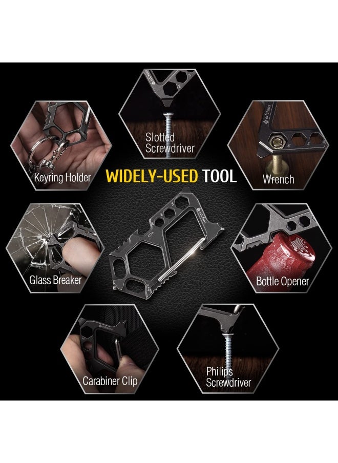 Generic Edcfans Carabiner Keychain Stainless Steel Multitool - 12 In 1 Tactical Keychain - Glass Breaker Bottle Opener Wrench Screw Drivers Key Clip Edc Keychain For Men  - Image 3