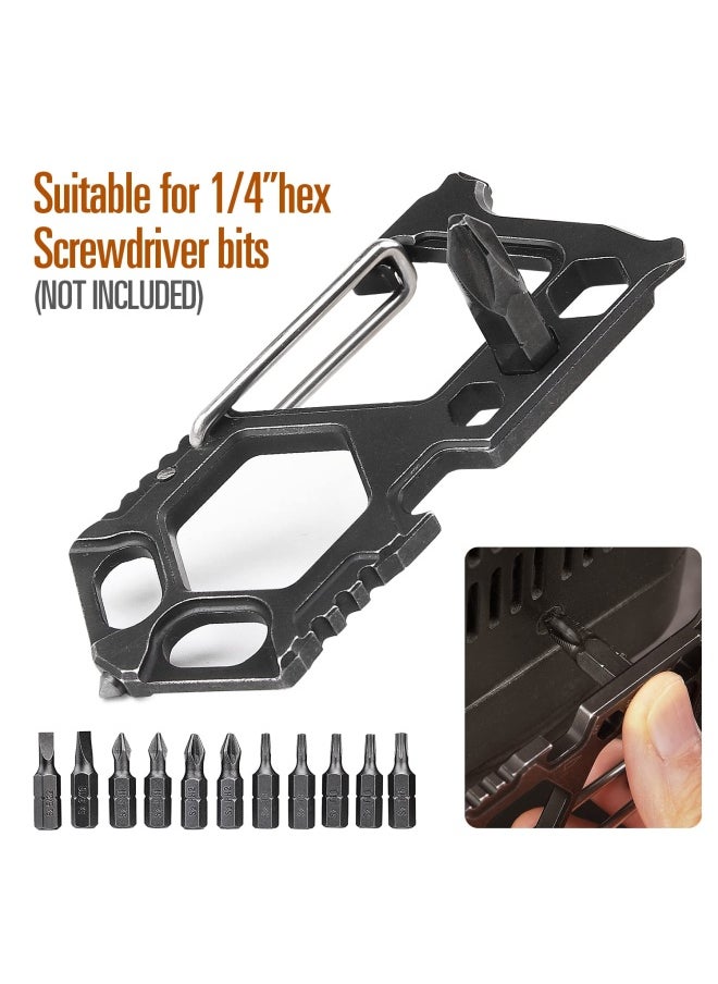 Generic Edcfans Carabiner Keychain Stainless Steel Multitool - 12 In 1 Tactical Keychain - Glass Breaker Bottle Opener Wrench Screw Drivers Key Clip Edc Keychain For Men  - Image 5