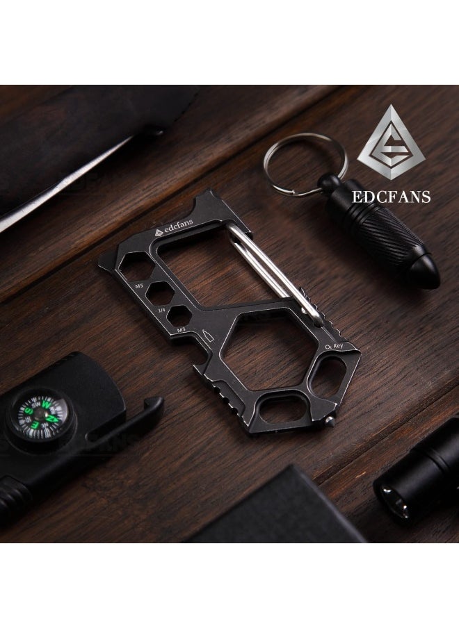 Edcfans Carabiner Keychain Stainless Steel Multitool - 12 In 1 Tactical Keychain - Glass Breaker Bottle Opener Wrench Screw Drivers Key Clip Edc Keychain For Men