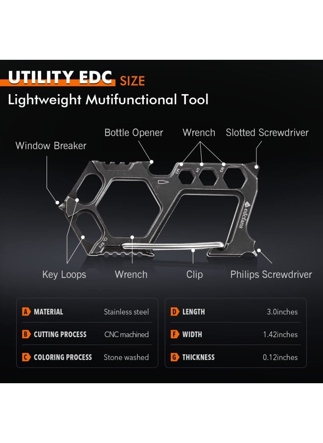 Generic Edcfans Carabiner Keychain Stainless Steel Multitool - 12 In 1 Tactical Keychain - Glass Breaker Bottle Opener Wrench Screw Drivers Key Clip Edc Keychain For Men  - Image 4