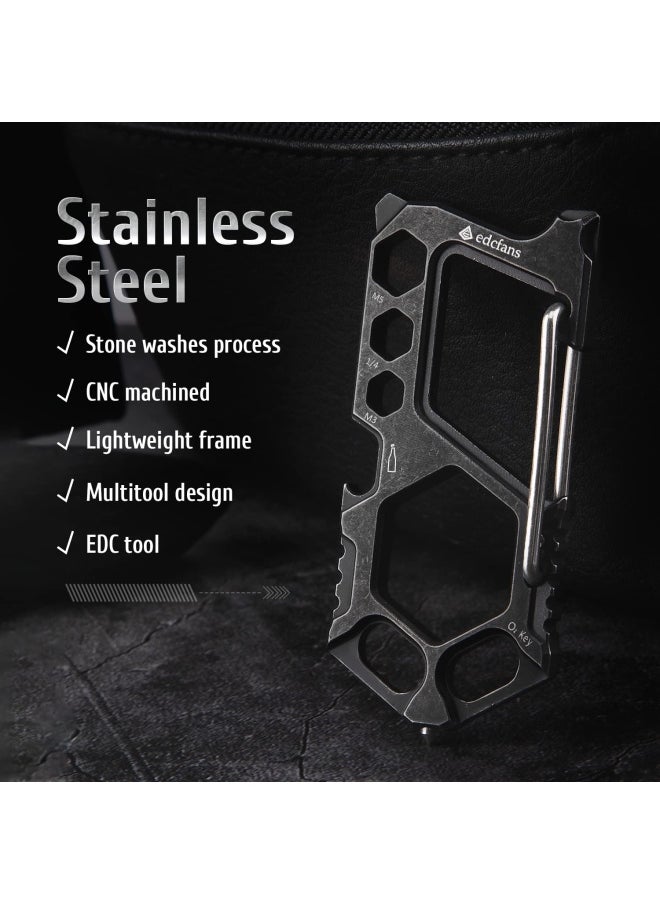 Generic Edcfans Carabiner Keychain Stainless Steel Multitool - 12 In 1 Tactical Keychain - Glass Breaker Bottle Opener Wrench Screw Drivers Key Clip Edc Keychain For Men  - Image 2
