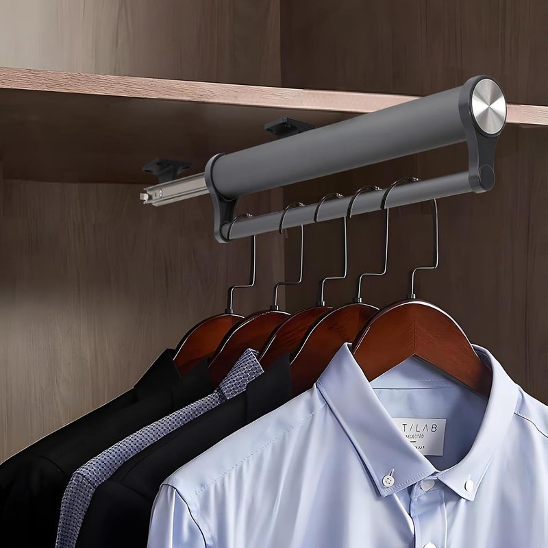 MAFAGE Extendable Clothes Rail for Wardrobe, Aluminium Alloy Robust Adjustable Clothes Rail Cupboard, Telescopic Clothes Rail Save Space (Grey, 442 mm) - Image 2