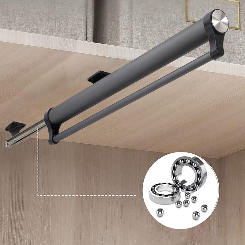 MAFAGE Extendable Clothes Rail for Wardrobe, Aluminium Alloy Robust Adjustable Clothes Rail Cupboard, Telescopic Clothes Rail Save Space (Grey, 442 mm) - Image 3