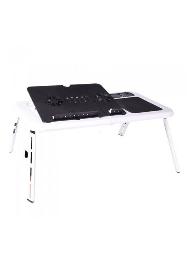 Huayang Foldable Laptop Stand With 2 Cooling Fan Table White/Black - Image 1